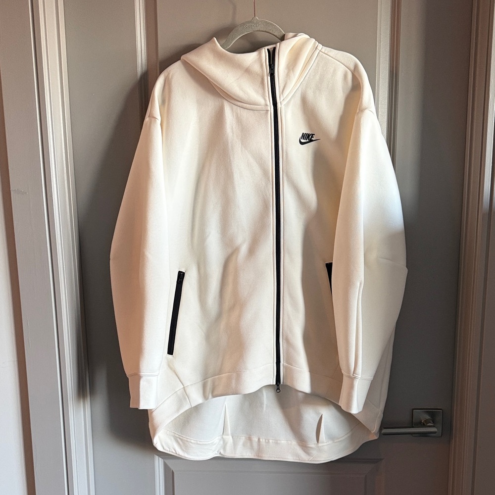 Nike Cream Full-Zip Hoodie with Black Trim